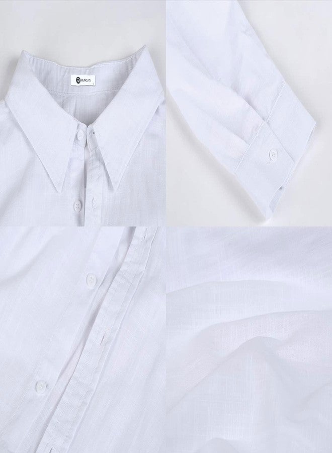 Runcati Mens Button Up Shirts Linen Beach Long Sleeve Casual Cotton Summer Lightweight Tops - Image 5
